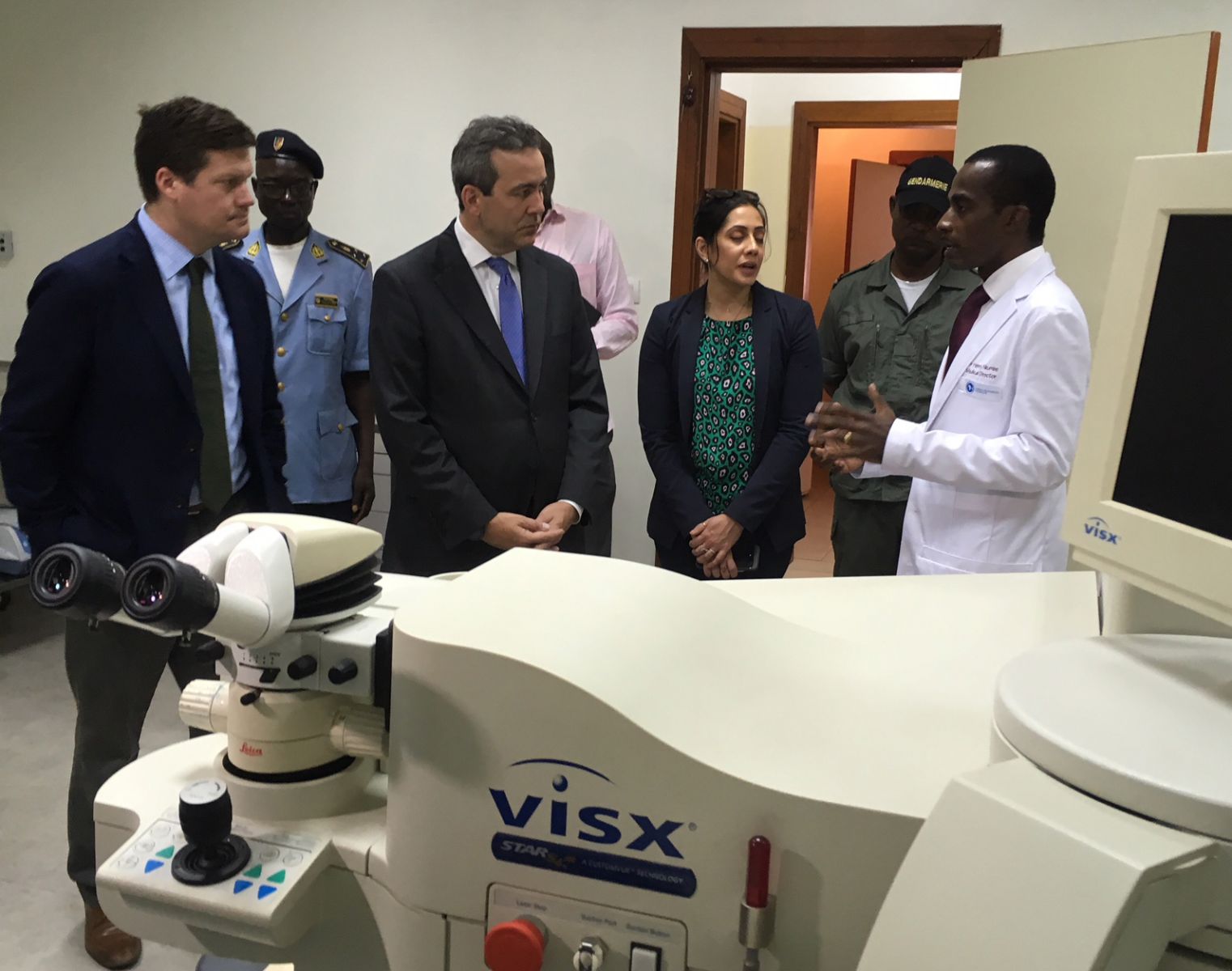 Photo, OPIC delegation tours medical facility, OPIC, Overseas Private Investment Corporation, Magrabi ICO Cameroon Eye Institute, MICEI, Enry Nkumbe, cataract surgery, prevent blindness, public diplomacy, impact investing, eye care