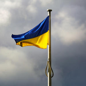 ukranian flag flying 